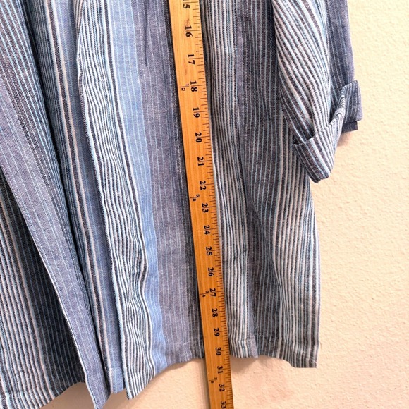 Banjara Womens Blue Striped Linen Rayon Open Front Blazer Cardigan Size Large - Picture 12 of 12